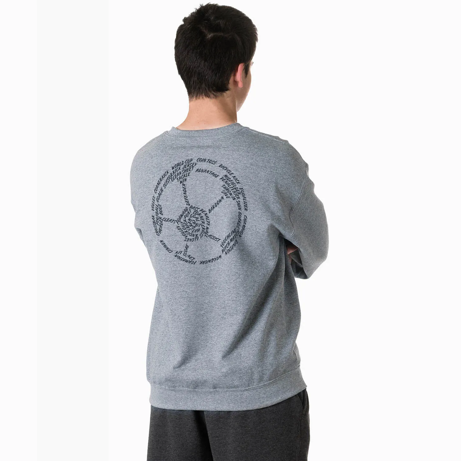 Soccer Crewneck Sweatshirt - Soccer Words (Back Design) 